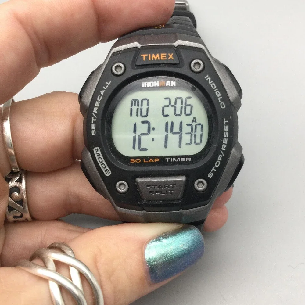 Timex Ironman 30 Lap Mens Watch 41mm Digital 30 Lap Black Indiglo New Battery